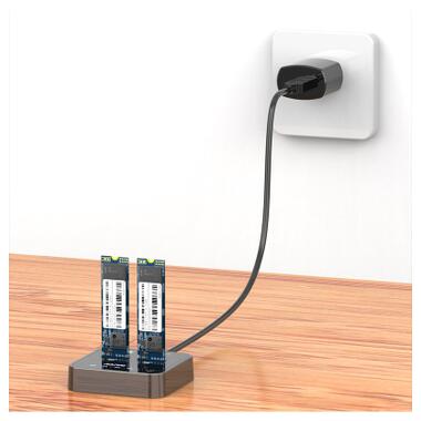 Док-станція для накопичувачів Maiwo 2*SATA M.2 SSD Key B/B+M USB 3.1 Gen1 Type-C (K3016SG1) фото №3