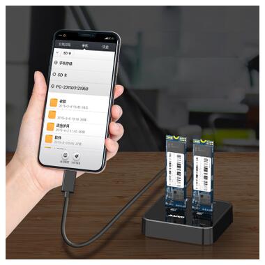 Док-станція для накопичувачів Maiwo 2*SATA M.2 SSD Key B/B+M USB 3.1 Gen1 Type-C (K3016SG1) фото №5