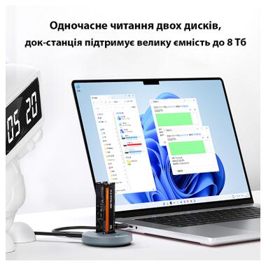 Док-станция для накопителей Maiwo 2*NVMe M.2 SSD to USB3.2 Gen2 USB-C 10Gbps (K3026P2 grey) фото №6