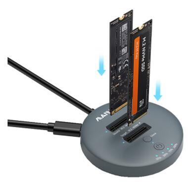Док-станция для накопителей Maiwo 2*NVMe M.2 SSD to USB3.2 Gen2 USB-C 10Gbps (K3026P2 grey) фото №1
