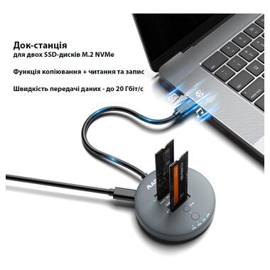 Док-станция для накопителей Maiwo 2*NVMe M.2 SSD to USB3.2 Gen2 USB-C 10Gbps (K3026P2 grey) фото №2