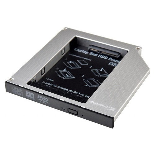 Адаптер Grand-X HDC-25N (12.7mm) для підключення SSD/HDD 2.5 у відсік ноутбука SATA/mSATA фото №1
