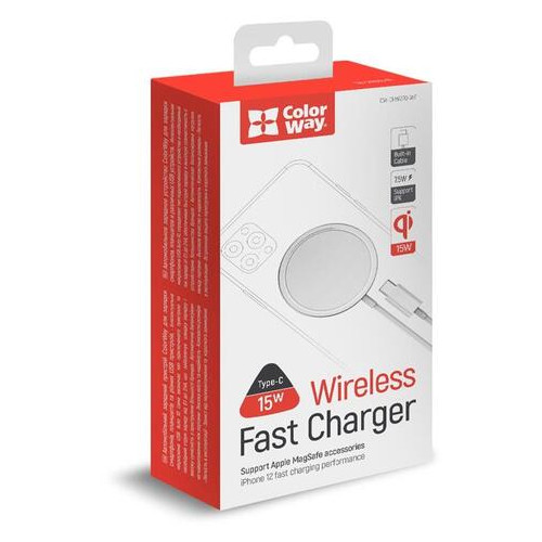 Бездротовий зарядний пристрій СolorWay MagSafe Charger 15W для iPhone White (CW-CHW27Q-WT) фото №5