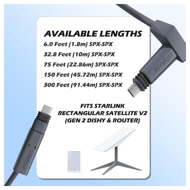 Змінний кабель Klutchtech Starlink Cable Rectangular 32.8FT/10м фото №4