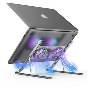 Підставка для ноутбука XOKO NST-101 Aluminium з активним охолодженням Silver фото №2