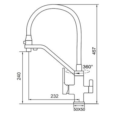 Змішувач для кухні Koer KB-72009-01 із виходом для питної води KR5006 фото №2