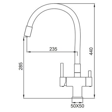 Змішувач для кухні Koer KB-72023-01 з виходом для питної води KR5008 фото №2