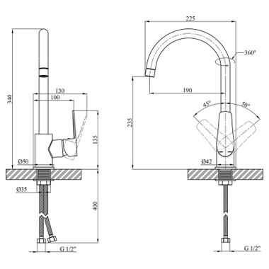 Смеситель Kroner Brocken-C030 (CV023600) фото №9