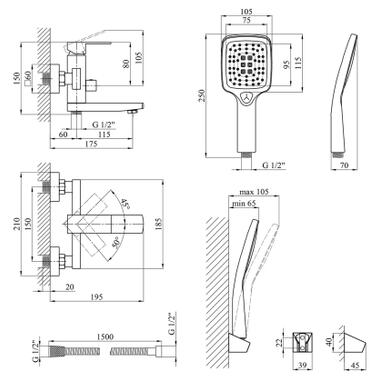 Смеситель Kroner Edelstahl Kubus-SCH010 + смеситель Edelstahl Kubus-SCH060 (CVS30160) фото №11