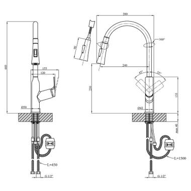 Смеситель Kroner Graz-GRP030-T + смеситель Graz-GRP010 (CVS30148) фото №11