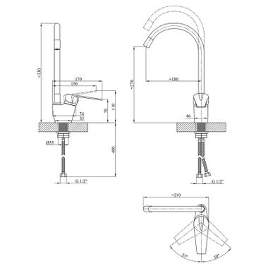 Смеситель Kroner Odra-C032WHI (CV021173) фото №7