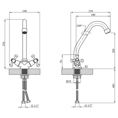 Смеситель Kroner Rhein-C030 (CV014915) фото №7