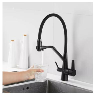 Змішувач для кухні WEZER із підключенням до фільтра INX4A-08-BLACK фото №7