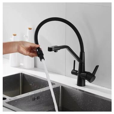 Змішувач для кухні WEZER із підключенням до фільтра INX4A-08-BLACK фото №6