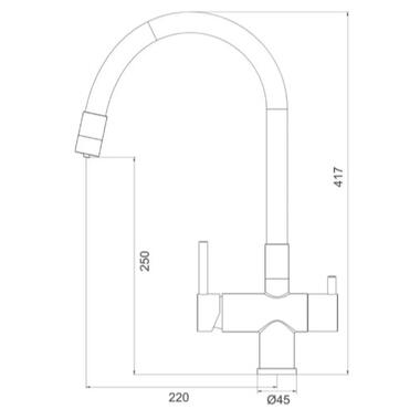 Змішувач для кухні Gappo з виходом для питної води, з гнучким виливом G4398-30 фото №7