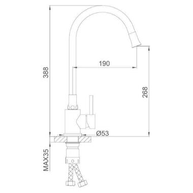 Змішувач для кухні Frap із гнучким виливом F40994-8 фото №2