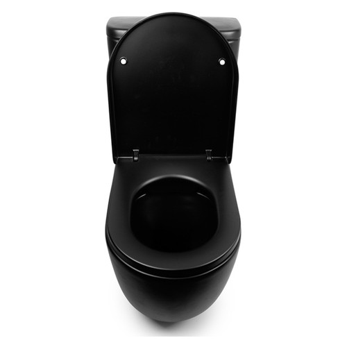 Унітаз-компакт NEWARC Modern Rimless 3822B-M із сидінням Soft Close дюропласт бачок чорний матовий (3822B-M) фото №6