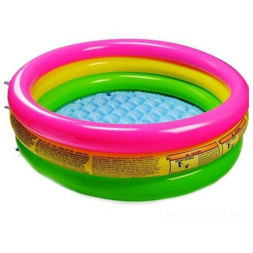 Дитячий надувний басейн Intex 58924-3 Веселка 86 х 25 см з кульками 10 шт тентом підстилкою насосом фото №6