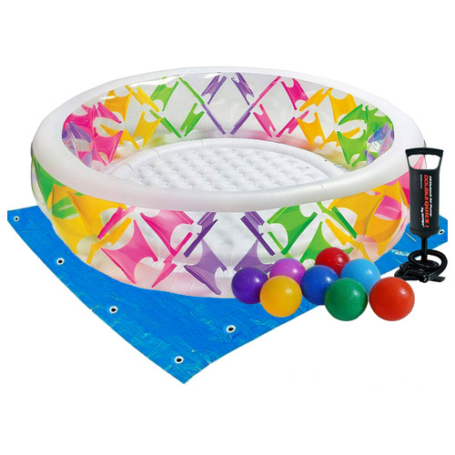 Дитячий надувний басейн Intex 56494-2 Колесо 229 х 56 см із кульками 10 шт підстилкою насосом фото №2