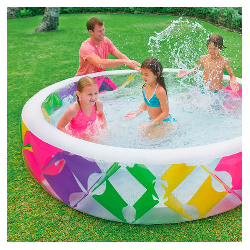 Дитячий надувний басейн Intex 56494-2 Колесо 229 х 56 см із кульками 10 шт підстилкою насосом фото №5