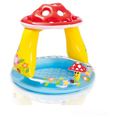 Дитячий надувний басейн Intex 57114-2 Грибочок 102 х 89 см із кульками 10 шт підстилкою насосом фото №1