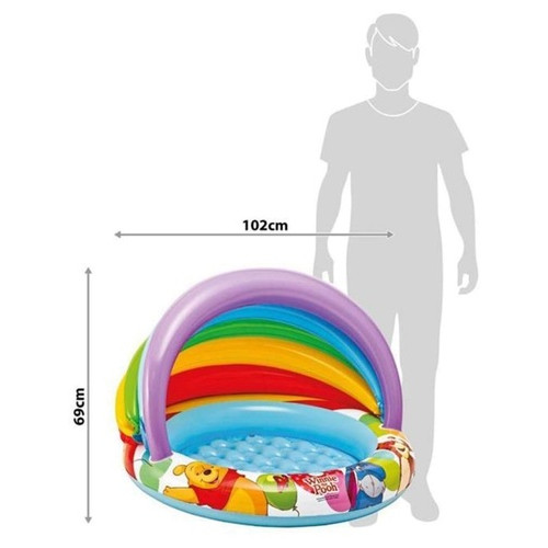Дитячий надувний басейн Intex 57424-3 Вінні Пух 102 х 69 см з навісом із кульками 10 шт тентом підстилкою насосом фото №3