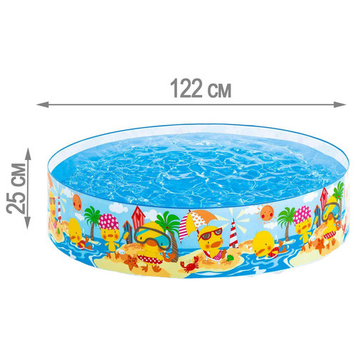 Дитячий каркасний басейн Intex 58477-2 Качиний риф 122 х 25 см з кульками 10 шт підстилкою фото №3