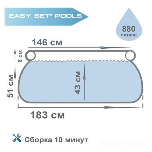 Надувний басейн Intex 28101 - 2, 183 х 51 см (тент, підстилка, насос) фото №11
