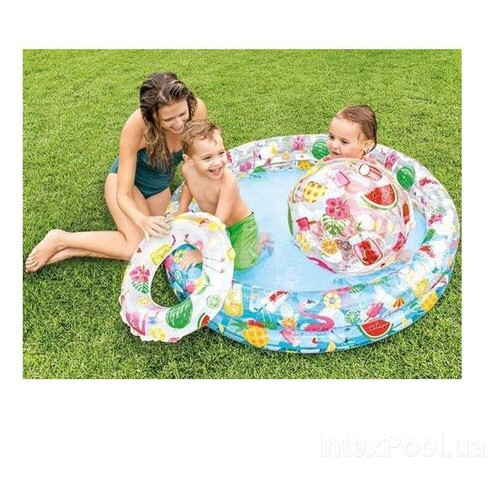 Дитячий надувний басейн Intex 59460-1 Фрукти, 122 х 25 см, з м'ячиком та колом, з кульками 10 шт фото №10