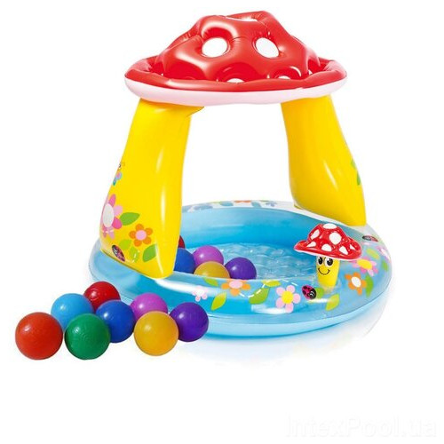 Дитячий надувний басейн Intex 57114-1 Грибочок, 102 х 89 см, з кульками 10 шт фото №2