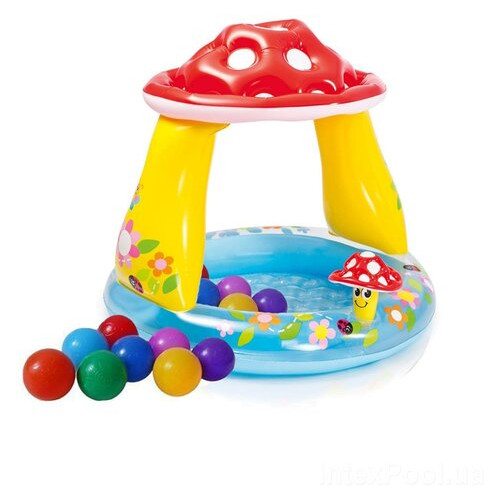 Дитячий надувний басейн Intex 57114-1 Грибочок, 102 х 89 см, з кульками 10 шт фото №1