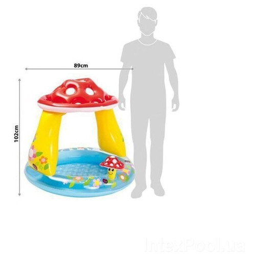 Дитячий надувний басейн Intex 57114-2 Грибочок, 102 х 89 см, з кульками 10 шт, підстилкою, насосом фото №10