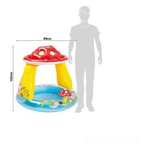 Дитячий надувний басейн Intex 57114-2 Грибочок, 102 х 89 см, з кульками 10 шт, підстилкою, насосом фото №9