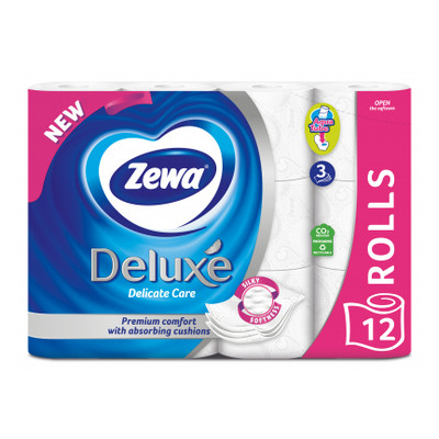 Папір туалетний Zewa Deluxe білий 3 шари 12 рулонів (7322540989779) фото №1