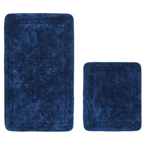Набір килимків для ванної кімнати Arya Damaks AR-A107216-Dark-blue 2 предмети синіх фото №3