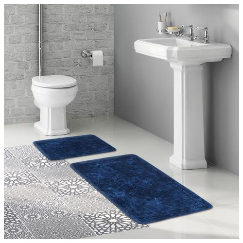 Набір килимків для ванної кімнати Arya Damaks AR-A107216-Dark-blue 2 предмети синіх фото №1