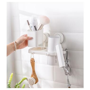 Органайзер-тримач для фена на присосці Taili AW597 (Hair dryer holder) White фото №4