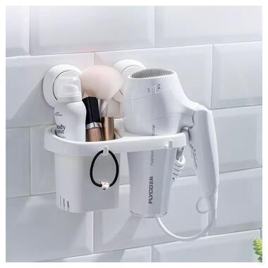 Органайзер-тримач для фена на присосці Taili AW597 (Hair dryer holder) White фото №2