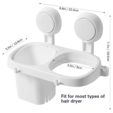Органайзер-тримач для фена на присосці Taili AW597 (Hair dryer holder) White фото №3
