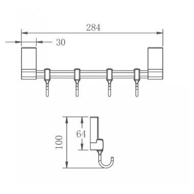 Вішалка Frap на 4 гачки, що рухаються F1815-4 фото №5