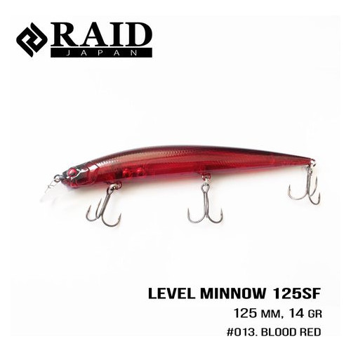 Воблер Raid Level Minnow (125mm, 14g) (013 Blood Red) фото №1