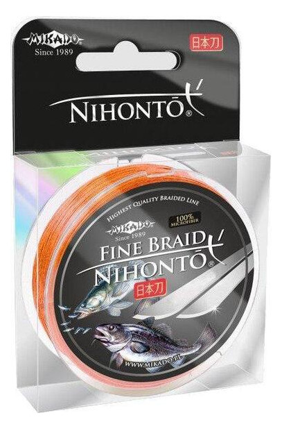 Шнур рыболовный Mikado Nihonto Fine Braid 150м 0.30мм 29.60кг Orange фото №1