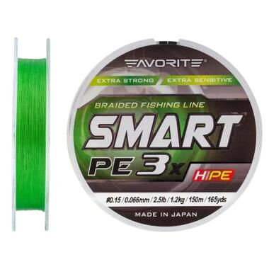 Шнур Favorite Smart PE 3x 150м 0.15/0.066mm 2.5lb/1.2kg Light Green (1693.10.60) фото №2