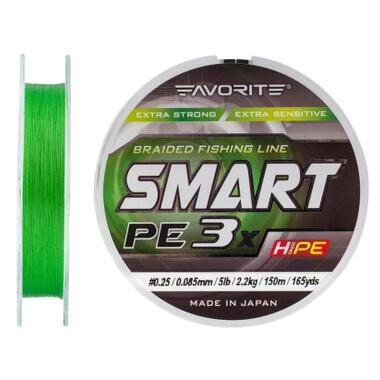 Шнур Favorite Smart PE 3x 150м 0.25/0.085mm 5lb/2.2kg Light Green (1693.10.62) фото №2