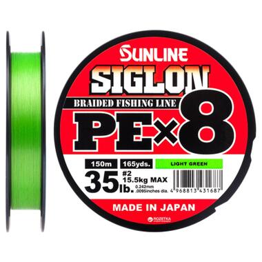 Шнур Sunline Siglon PE х8 150m 2.0/0.242mm 35lb/15.5kg Light Green (1658.09.69) фото №1