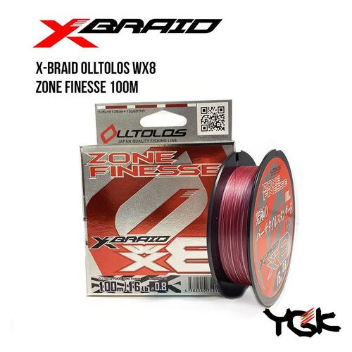 Шнур плетений YGK X-Braid Olltolos WX8 Zone Finesse 100m (1.0 (22lb / 9.98kg)) фото №1