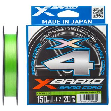 Шнур YGK X-Braid Braid Cord X4 150m 0.4/0.104mm 8lb/3.6kg (5545.03.57) фото №1