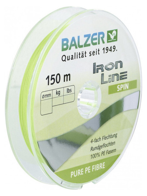 Шнур рыболовный Balzer Iron Line 4x Chartreuse 150м 0.22мм салатовый фото №1