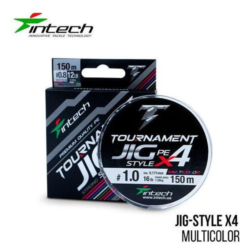 .Шнур плетений Intech Tournament Jig Style PE X4 Multicolor 150m (0.6 (10lb / 4.54kg)) фото №1