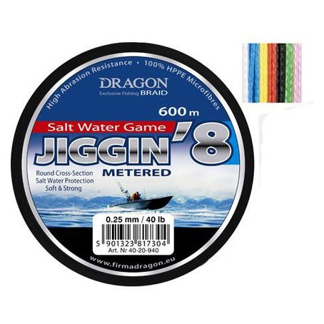 Шнур Dragon Salt Water Game JIGGIN*8 600m 0.32mm/60lb 7цв*10m (TDC-40-20-960) фото №1